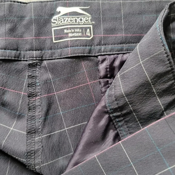 Slazenger Women's Golf Pants Sz 4 Polyester Spandex Stretch Check Gray - Picture 2 of 11